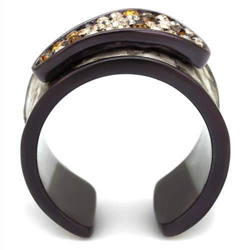 MATK2781 - IP Dark Brown (IP coffee) Stainless Steel Ring with Top Grade Crystal  in Multi Color