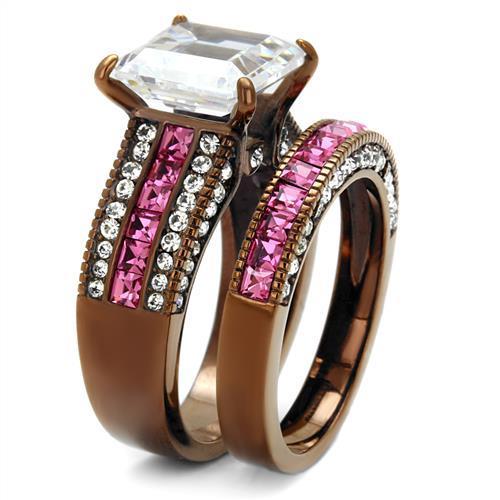 MATK2782 - IP Coffee light Stainless Steel Ring with AAA Grade CZ  in Clear