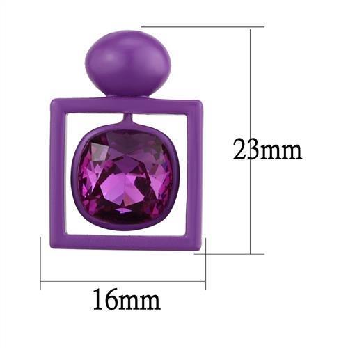 MATK2789 - No Plating Stainless Steel Earrings with Top Grade Crystal  in Fuchsia