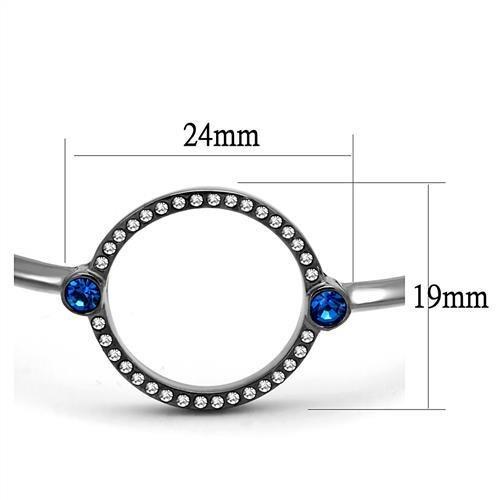 MATK2792 - IP Light Black  (IP Gun) Stainless Steel Bangle with Top Grade Crystal  in Capri Blue