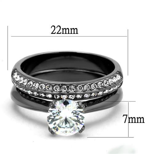 MATK2797 - IP Light Black  (IP Gun) Stainless Steel Ring with AAA Grade CZ  in Clear