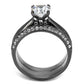 MATK2797 - IP Light Black  (IP Gun) Stainless Steel Ring with AAA Grade CZ  in Clear