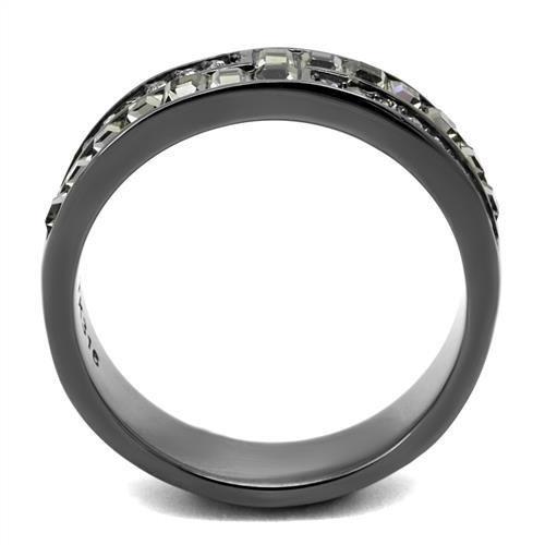 MATK2799 - IP Light Black  (IP Gun) Stainless Steel Ring with Top Grade Crystal  in Black Diamond