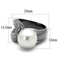 MATK2800 - IP Light Black  (IP Gun) Stainless Steel Ring with Synthetic Pearl in White
