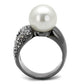 MATK2800 - IP Light Black  (IP Gun) Stainless Steel Ring with Synthetic Pearl in White