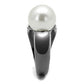 MATK2800 - IP Light Black  (IP Gun) Stainless Steel Ring with Synthetic Pearl in White