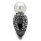 MATK2800 - IP Light Black  (IP Gun) Stainless Steel Ring with Synthetic Pearl in White
