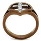 MATK2802 - Two Tone IP Light Brown (IP Light coffee) Stainless Steel Ring with Top Grade Crystal  in Clear