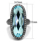 MATK2804 - IP Light Black  (IP Gun) Stainless Steel Ring with Top Grade Crystal  in Sea Blue