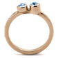 MATK2807 - IP Rose Gold(Ion Plating) Stainless Steel Ring with Top Grade Crystal  in Sea Blue