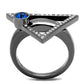 MATK2810 - IP Light Black  (IP Gun) Stainless Steel Ring with Top Grade Crystal  in Capri Blue