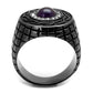 MATK2813 - IP Light Black  (IP Gun) Stainless Steel Ring with Semi-Precious Amethyst Crystal in Amethyst