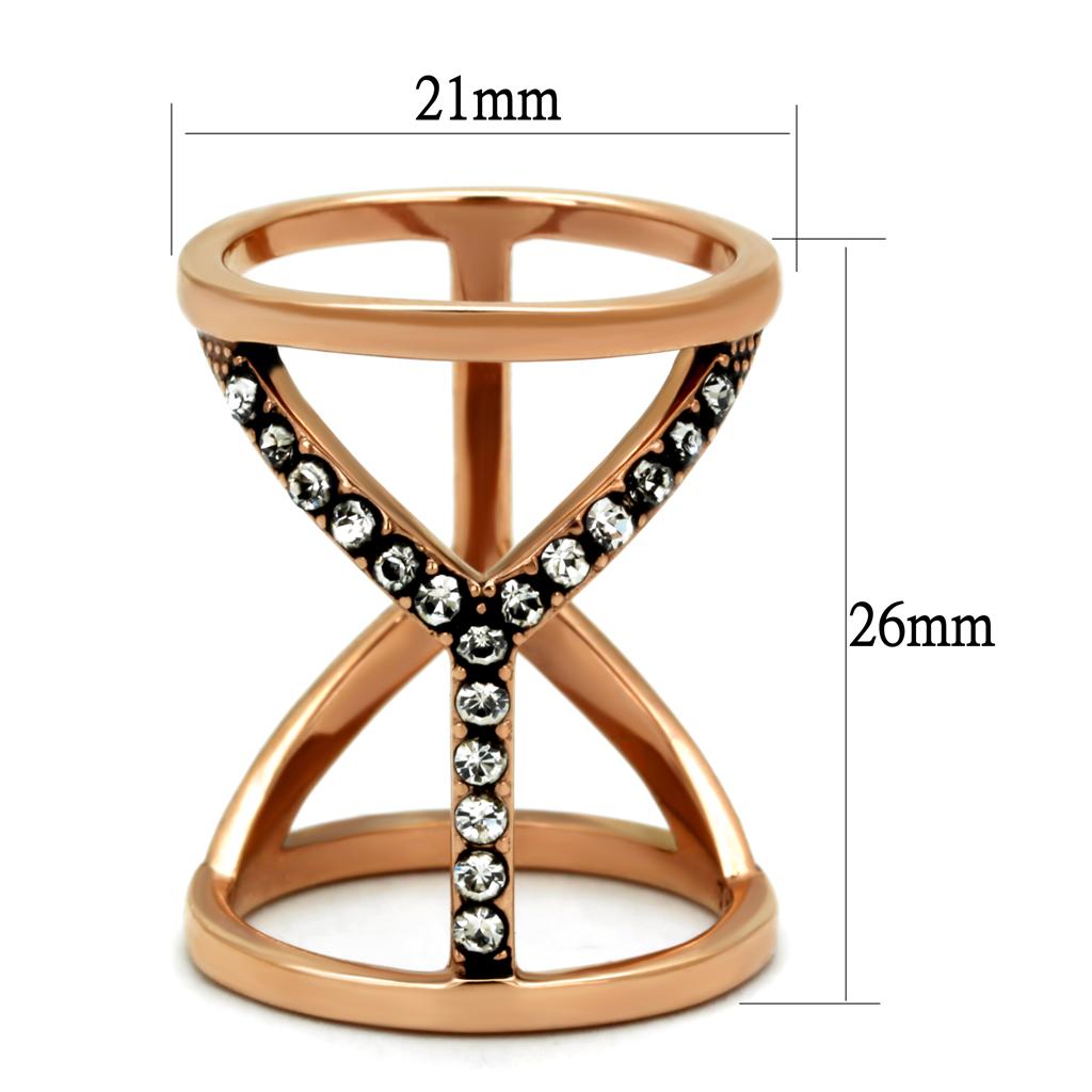 MATK2825 - IP Rose Gold(Ion Plating) Stainless Steel Ring with Top Grade Crystal  in Clear