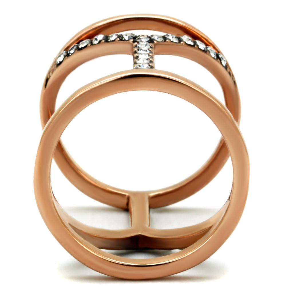 MATK2825 - IP Rose Gold(Ion Plating) Stainless Steel Ring with Top Grade Crystal  in Clear