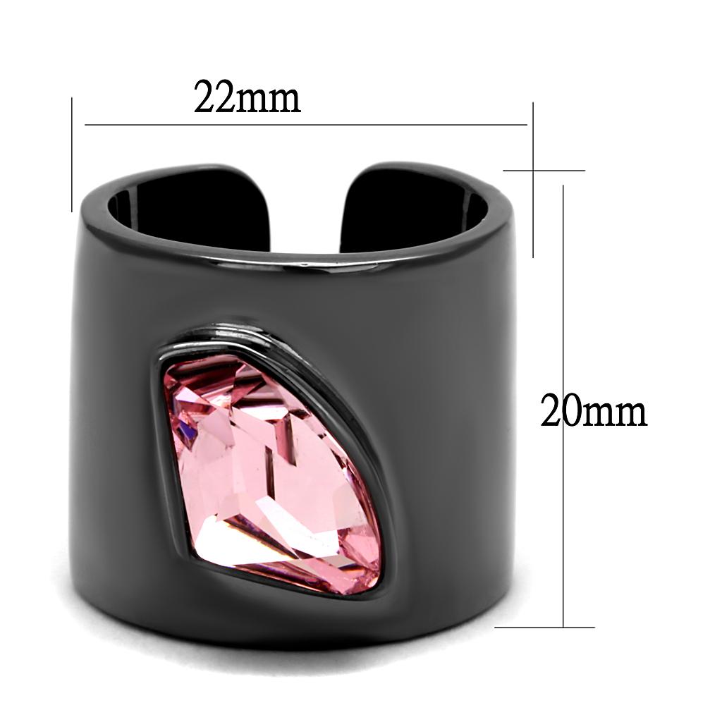 MATK2829 - IP Light Black  (IP Gun) Stainless Steel Ring with Top Grade Crystal  in Light Rose