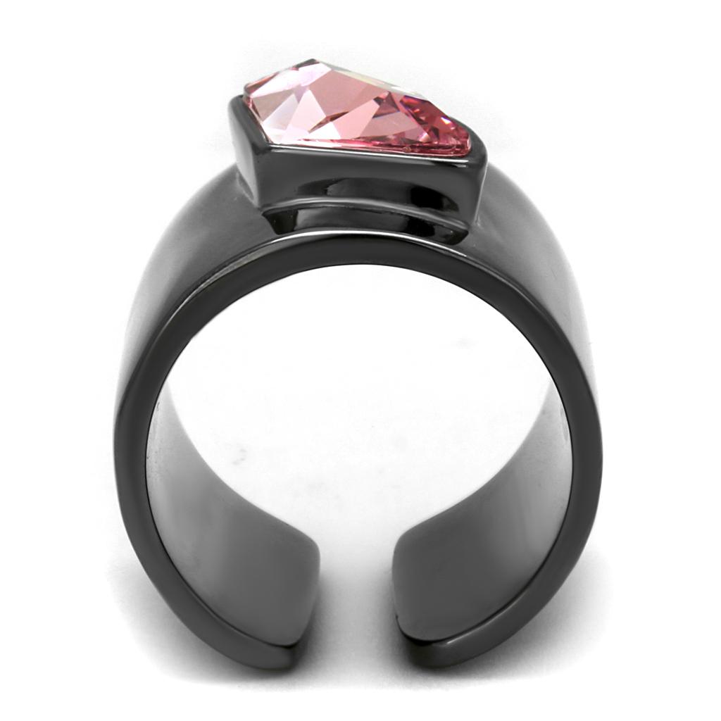 MATK2829 - IP Light Black  (IP Gun) Stainless Steel Ring with Top Grade Crystal  in Light Rose