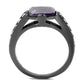 MATK2832 - IP Light Black  (IP Gun) Stainless Steel Ring with Precious Stone Amethyst Crystal in Amethyst