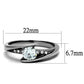 MATK2833 - High polished (no plating) Stainless Steel Ring with AAA Grade CZ  in Clear