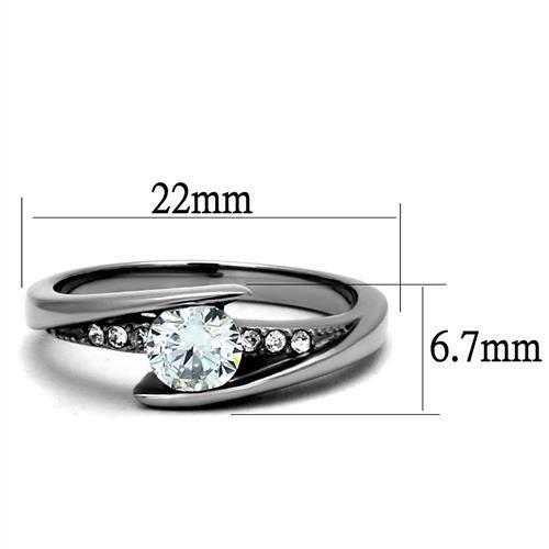 MATK2833 - High polished (no plating) Stainless Steel Ring with AAA Grade CZ  in Clear