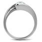 MATK2833 - High polished (no plating) Stainless Steel Ring with AAA Grade CZ  in Clear