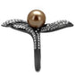 MATK2834 - IP Light Black  (IP Gun) Stainless Steel Ring with Synthetic Pearl in Brown