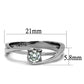 MATK2835 - High polished (no plating) Stainless Steel Ring with AAA Grade CZ  in Clear