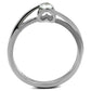 MATK2835 - High polished (no plating) Stainless Steel Ring with AAA Grade CZ  in Clear