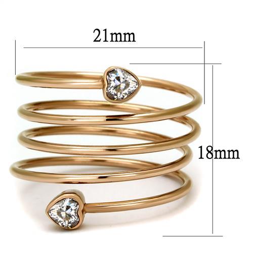MATK2836 - IP Rose Gold(Ion Plating) Stainless Steel Ring with AAA Grade CZ  in Clear