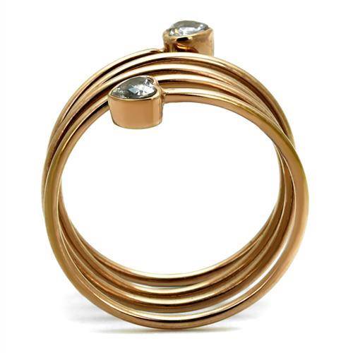 MATK2836 - IP Rose Gold(Ion Plating) Stainless Steel Ring with AAA Grade CZ  in Clear