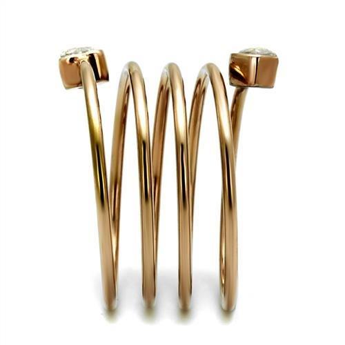 MATK2836 - IP Rose Gold(Ion Plating) Stainless Steel Ring with AAA Grade CZ  in Clear