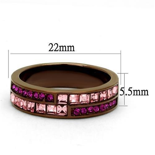 MATK2837 - IP Coffee light Stainless Steel Ring with Top Grade Crystal  in Multi Color
