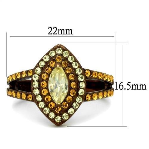 MATK2838 - IP Coffee light Stainless Steel Ring with AAA Grade CZ  in Citrine Yellow