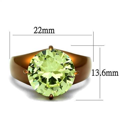 MATK2839 - IP Coffee light Stainless Steel Ring with AAA Grade CZ  in Apple Green color