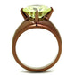MATK2839 - IP Coffee light Stainless Steel Ring with AAA Grade CZ  in Apple Green color