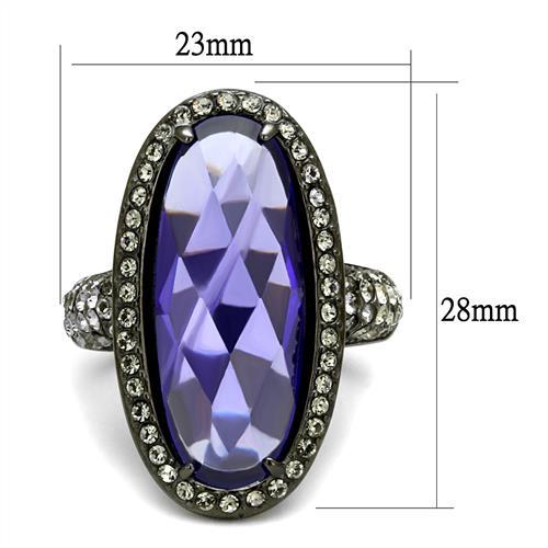 MATK2840 - IP Light Black  (IP Gun) Stainless Steel Ring with AAA Grade CZ  in Tanzanite