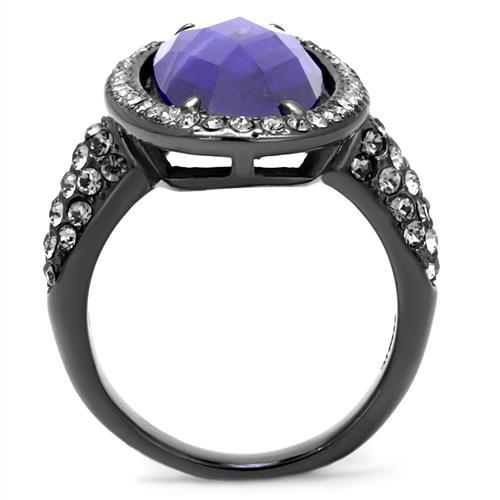 MATK2840 - IP Light Black  (IP Gun) Stainless Steel Ring with AAA Grade CZ  in Tanzanite