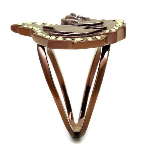 MATK2842 - IP Coffee light Stainless Steel Ring with Top Grade Crystal  in Citrine Yellow