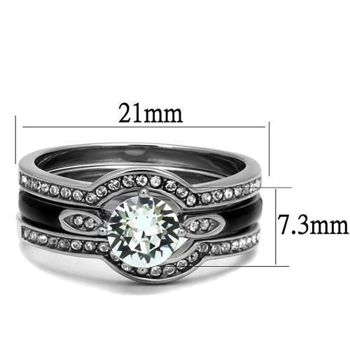 MATK2843 - High polished (no plating) Stainless Steel Ring with Top Grade Crystal  in Clear