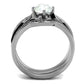 MATK2843 - High polished (no plating) Stainless Steel Ring with Top Grade Crystal  in Clear