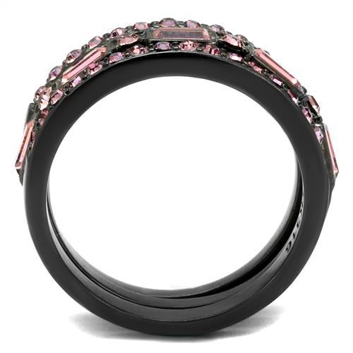 MATK2844 - IP Light Black  (IP Gun) Stainless Steel Ring with Top Grade Crystal  in Multi Color