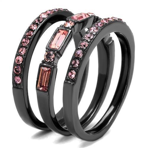 MATK2844 - IP Light Black  (IP Gun) Stainless Steel Ring with Top Grade Crystal  in Multi Color