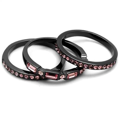 MATK2844 - IP Light Black  (IP Gun) Stainless Steel Ring with Top Grade Crystal  in Multi Color