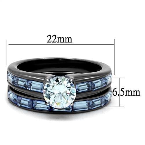 MATK2845 - IP Light Black  (IP Gun) Stainless Steel Ring with AAA Grade CZ  in Clear
