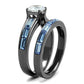 MATK2845 - IP Light Black  (IP Gun) Stainless Steel Ring with AAA Grade CZ  in Clear