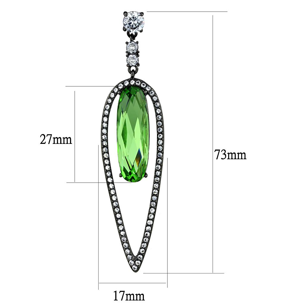 MATK2846 - IP Light Black  (IP Gun) Stainless Steel Earrings with Top Grade Crystal  in Peridot