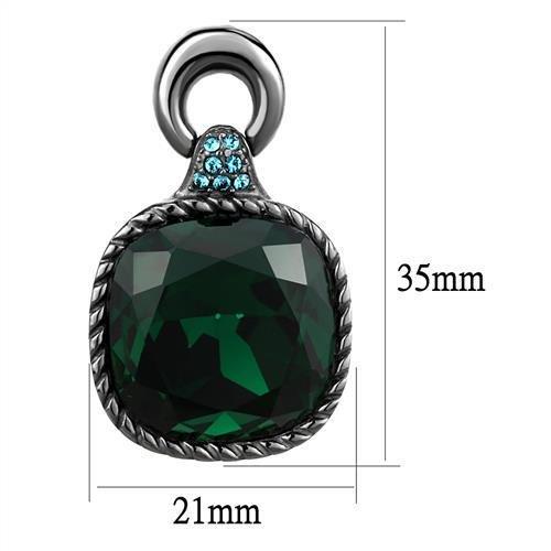 MATK2852 - IP Light Black  (IP Gun) Stainless Steel Earrings with Top Grade Crystal  in Emerald