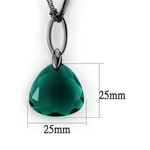 MATK2858 - IP Light Black  (IP Gun) Stainless Steel Necklace with Synthetic Synthetic Glass in Blue Zircon