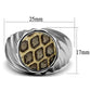MATK2859 - High polished (no plating) Stainless Steel Ring with Leather  in Animal pattern