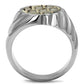 MATK2859 - High polished (no plating) Stainless Steel Ring with Leather  in Animal pattern