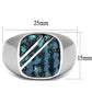 MATK2860 High polished (no plating) Stainless Steel Ring with Leather in Aquamarine AB